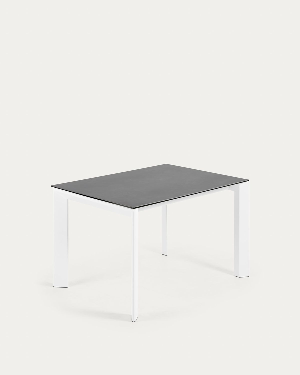 Mesa extensible Axis porcelánico acabado Vulcano Roca y patas acero blanco 120 (180) cm
