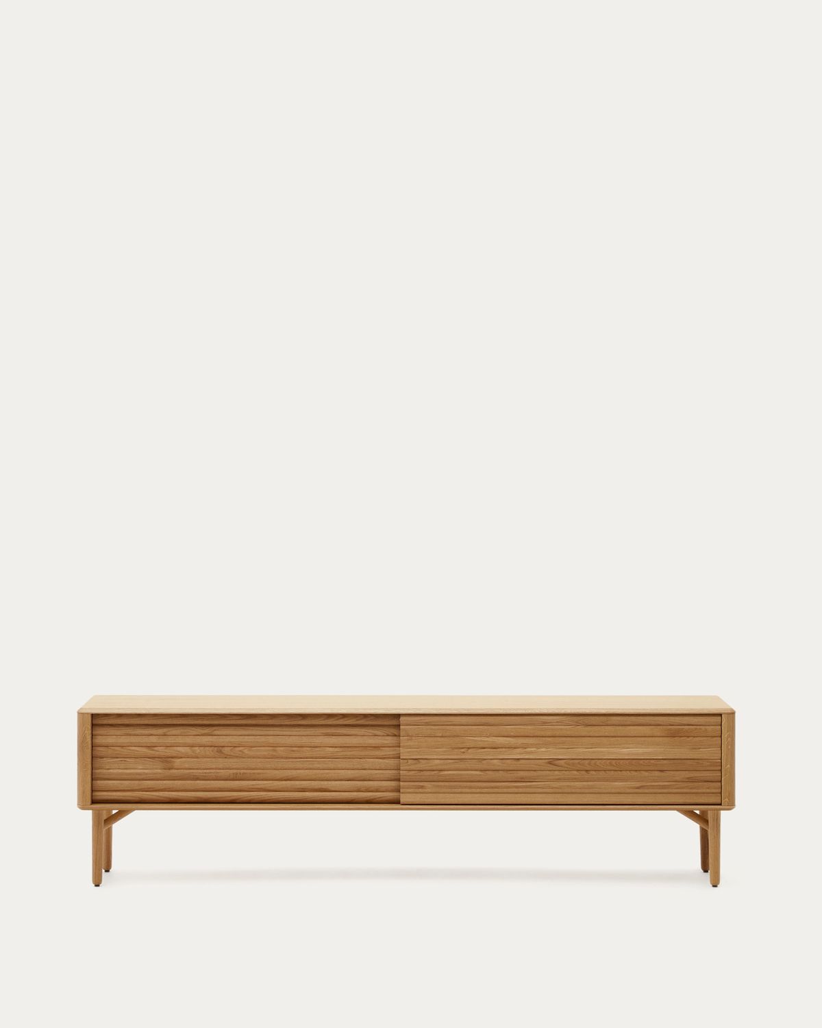 Mueble TV Lenon 2 puertas de madera maciza y chapa de roble 200 x 57 cm FSC MIX Credit