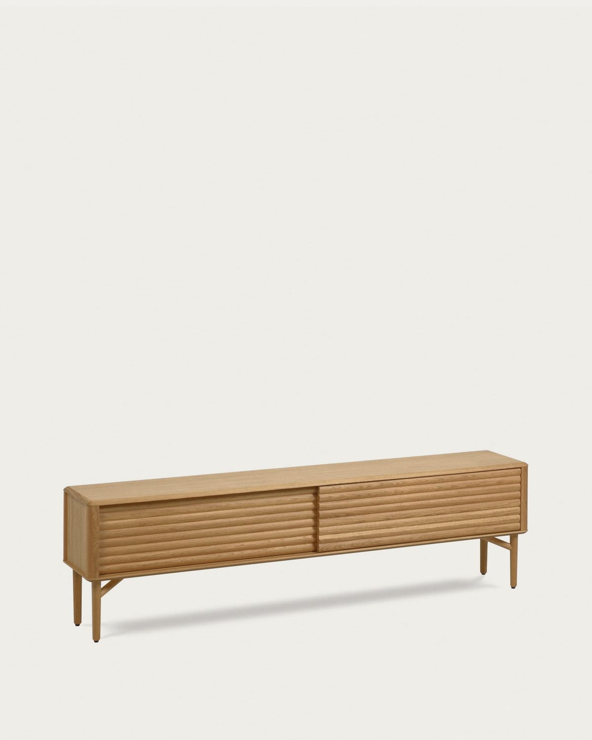 Mueble TV Lenon 2 puertas de madera maciza y chapa de roble 200 x 57 cm FSC MIX Credit