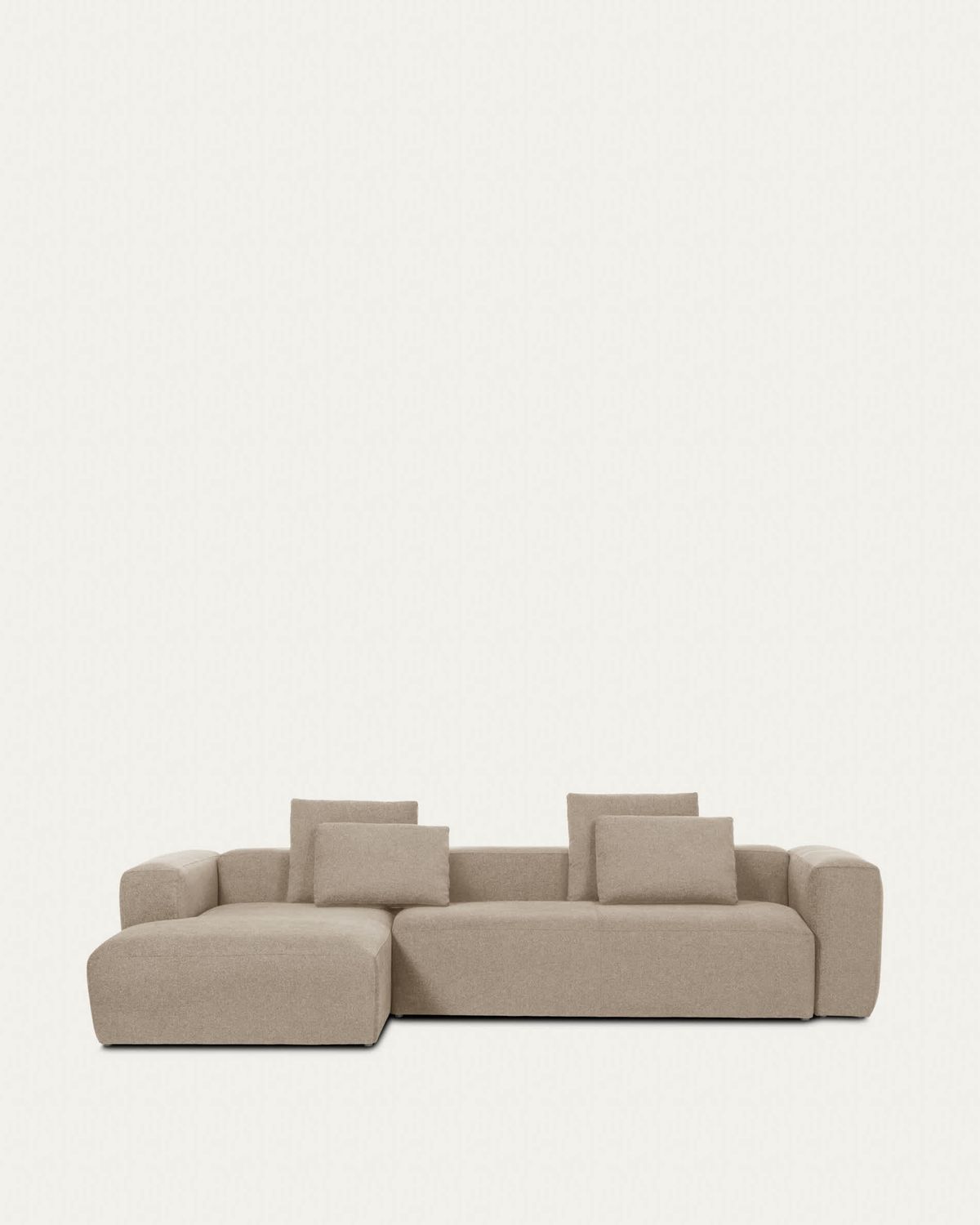 Sofá Blok 4 plazas de chenilla chaise longue izquierdo beige 330 cm FSC Mix Credit