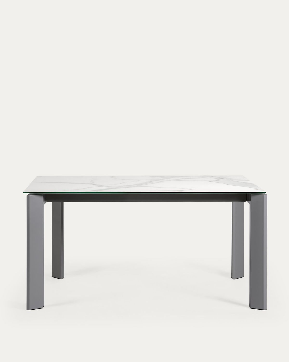 Mesa extensible Axis porcelánico acabado Kalos Blanco patas antracita 160 (220) cm