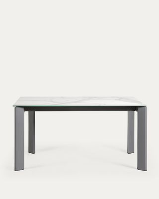 Mesa extensible Axis porcelánico acabado Kalos Blanco patas antracita 160 (220) cm