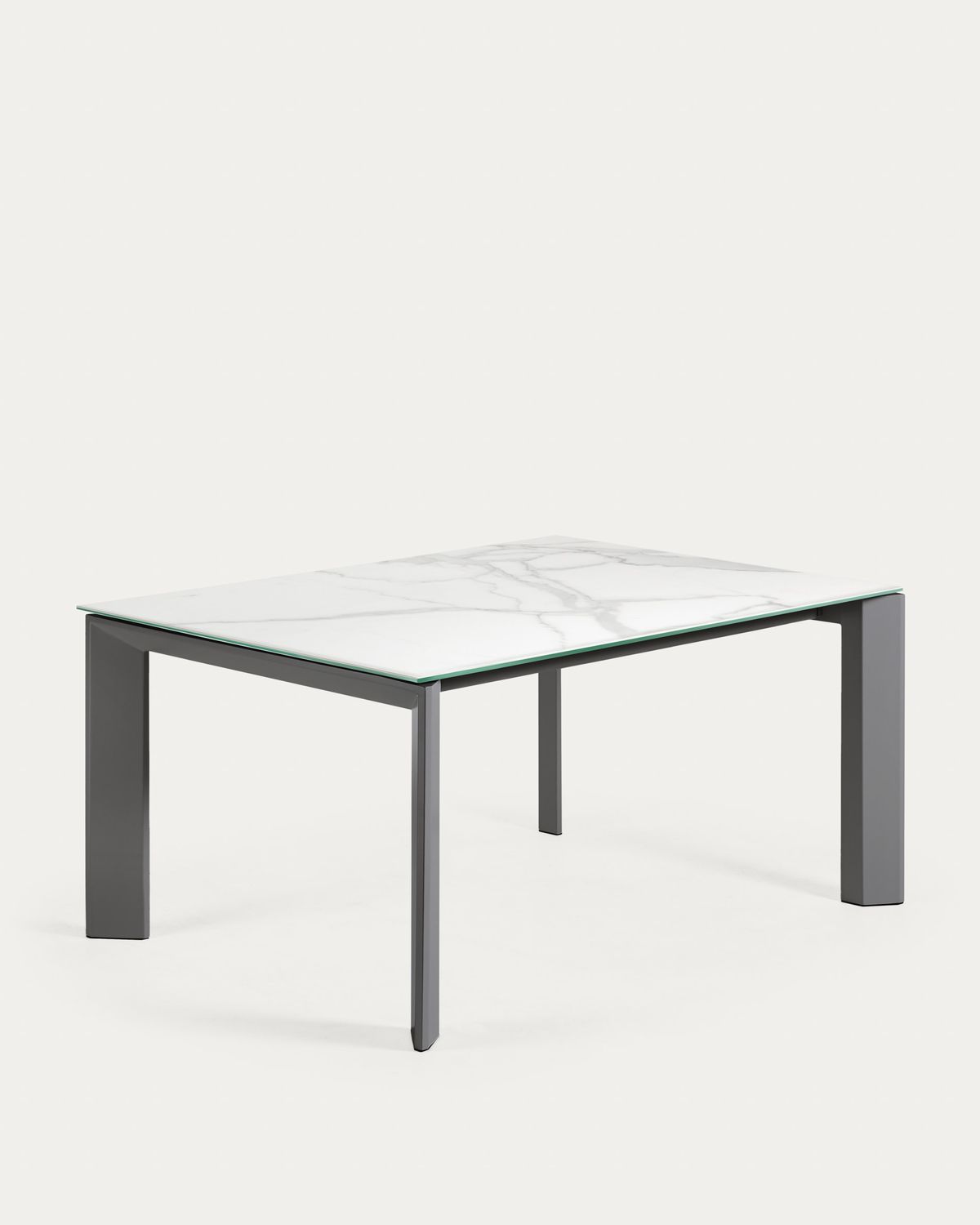 Mesa extensible Axis porcelánico acabado Kalos Blanco patas antracita 160 (220) cm