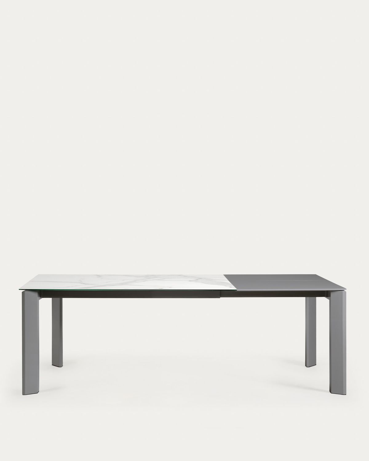 Mesa extensible Axis porcelánico acabado Kalos Blanco patas antracita 160 (220) cm