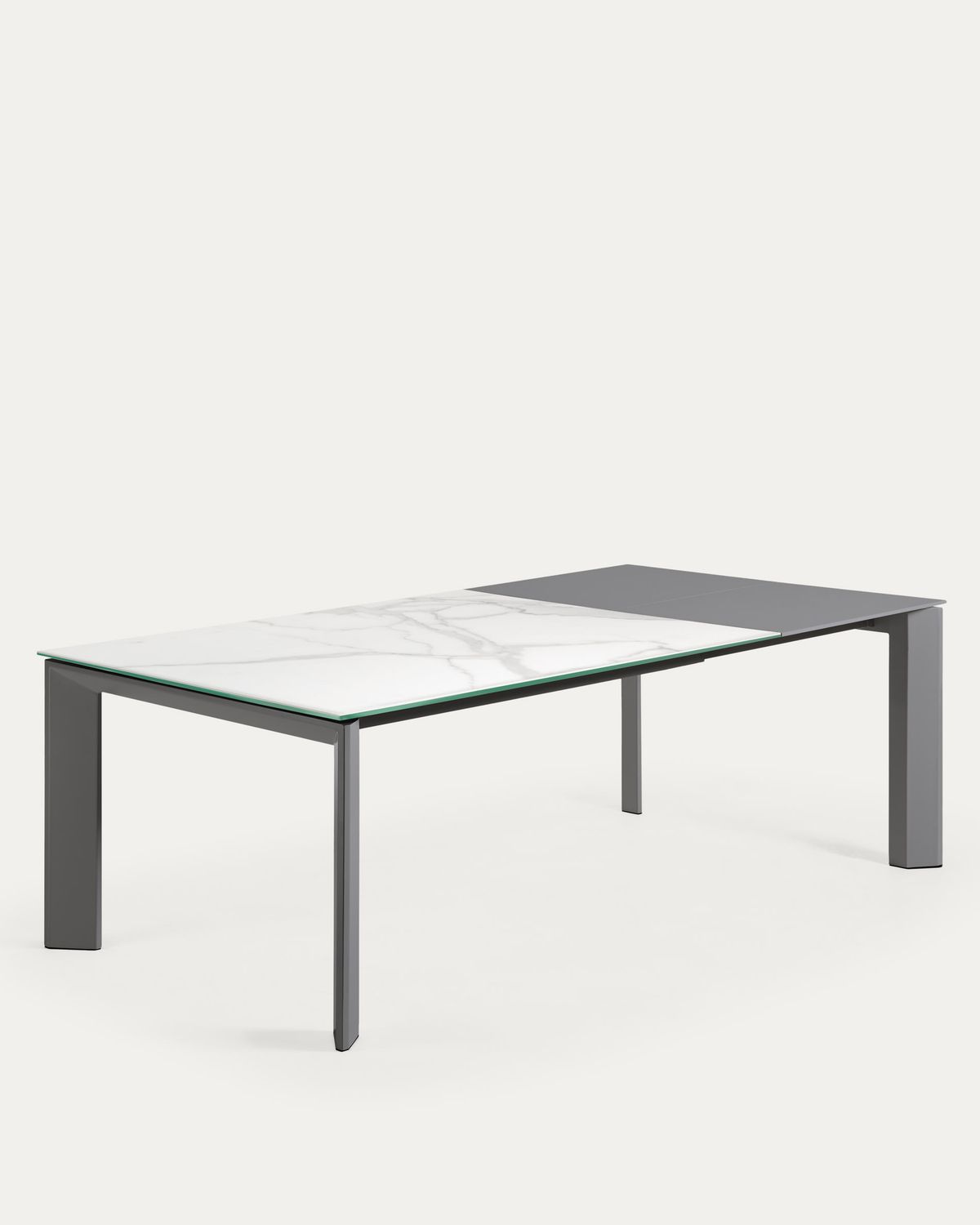 Mesa extensible Axis porcelánico acabado Kalos Blanco patas antracita 160 (220) cm