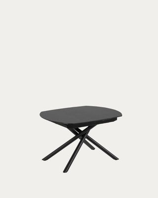 Mesa extensible Yodalia vidrio templado y patas de acero acabado negro 130(190)x100 cm