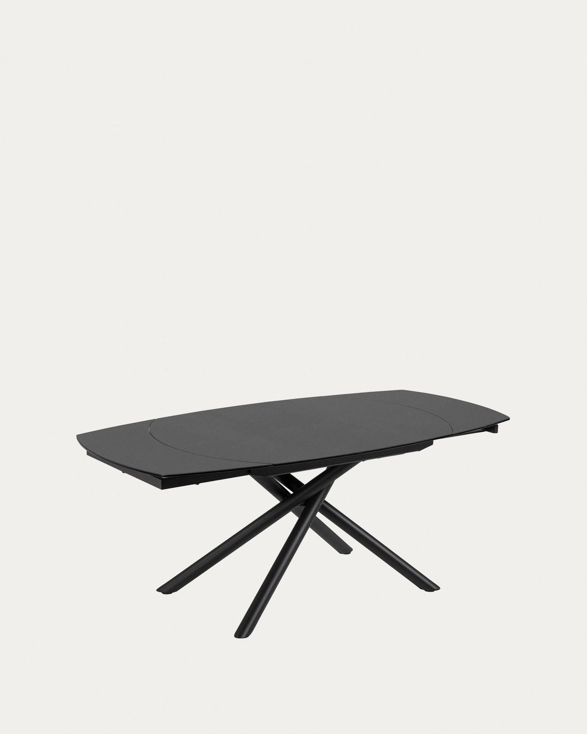 Mesa extensible Yodalia vidrio templado y patas de acero acabado negro 130(190)x100 cm