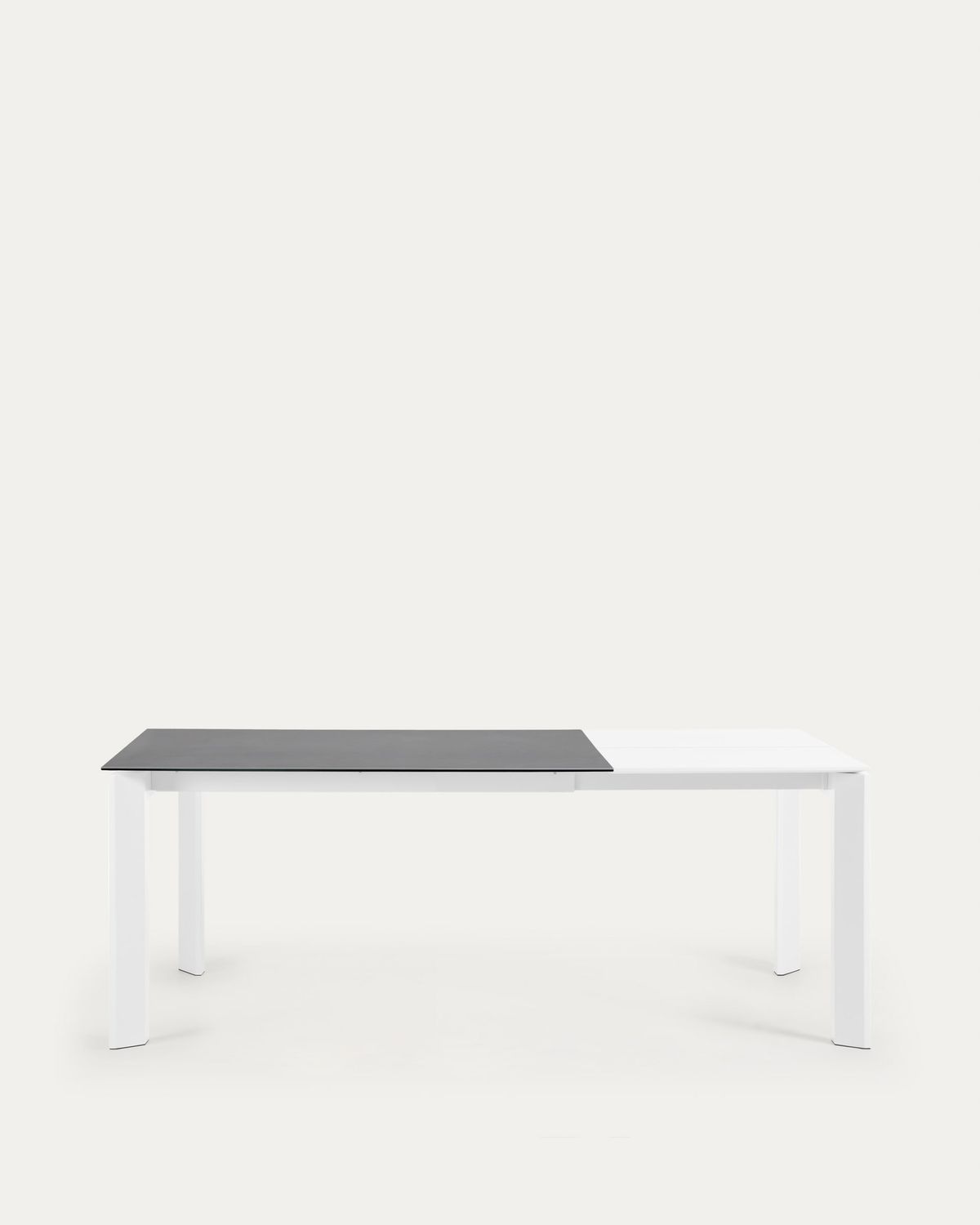 Mesa extensible Axis porcelánico acabado Vulcano Roca y patas acero blanco 140 (200) cm