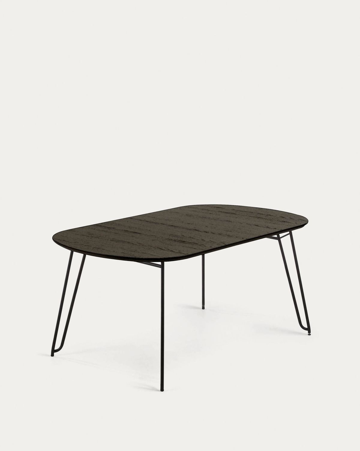Mesa extensible Milian 140 (220) x 90 cm chapa de fresno patas de acero acabado negro