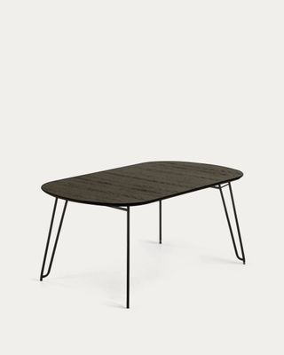 Mesa extensible Milian 140 (220) x 90 cm chapa de fresno patas de acero acabado negro
