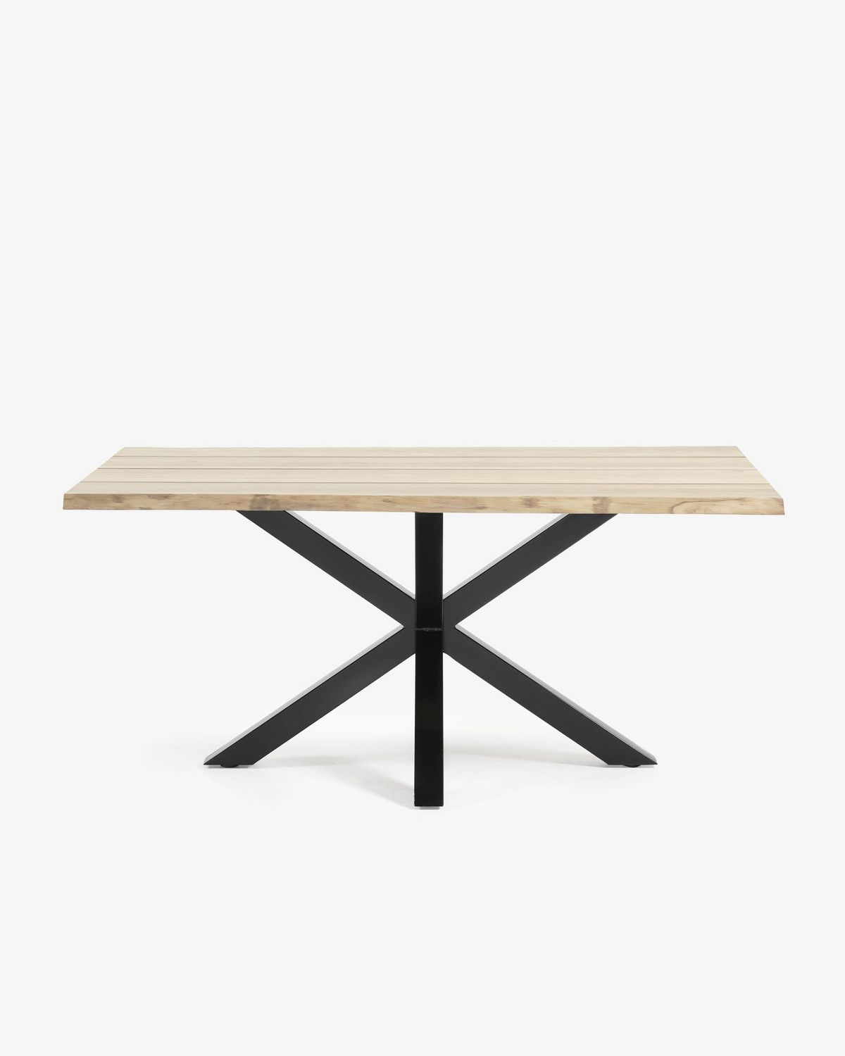 Mesa Argo de chapa de roble blanqueado y patas de acero acabado negro 160 x 90 cm
