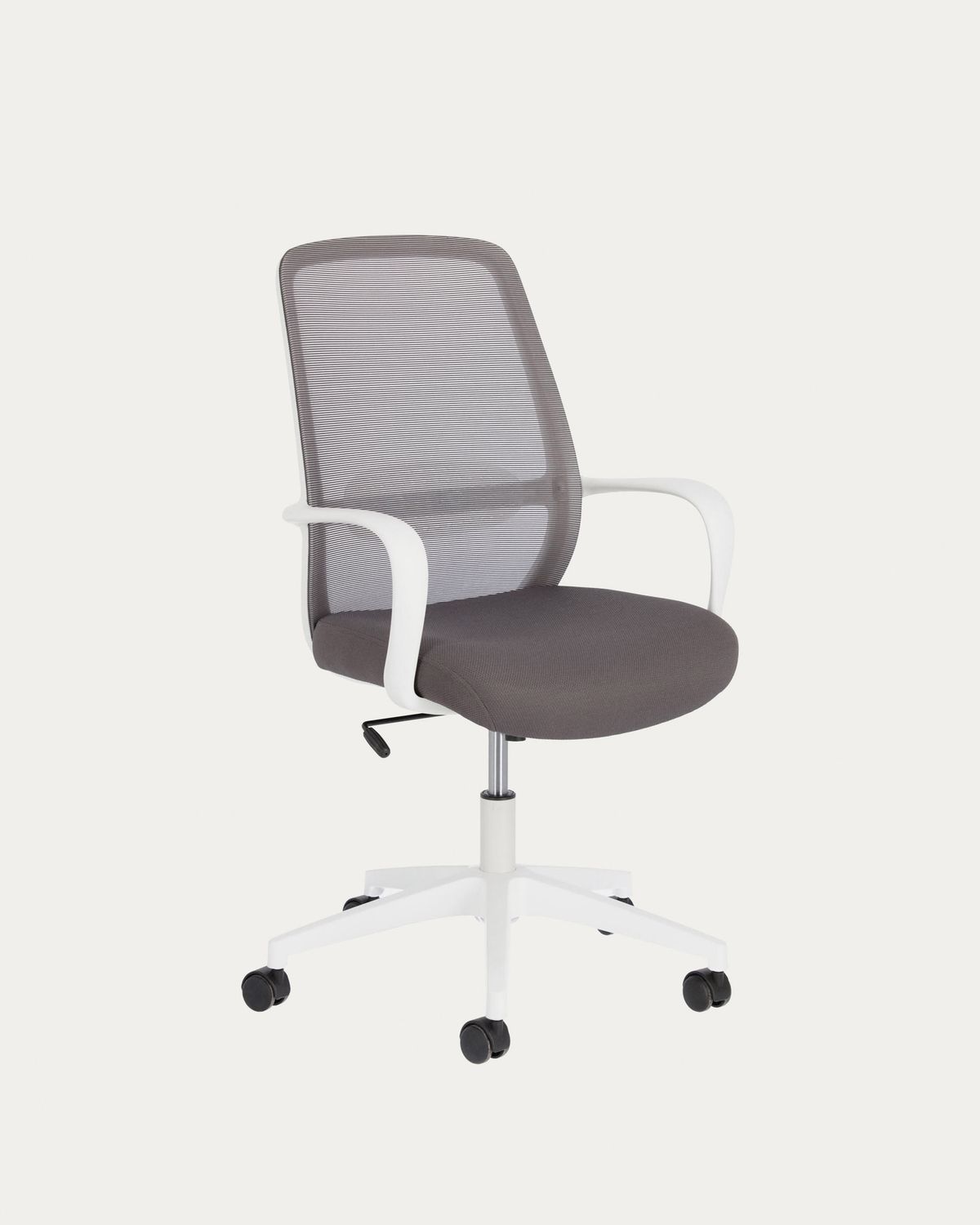 Silla de escritorio Melva gris y patas de acero blanco