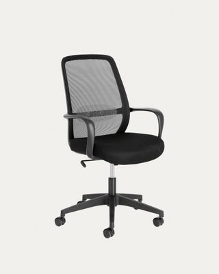 Silla de escritorio Melva negro y patas de acero negro Silla de escritorio Melva negro y patas de acero negro