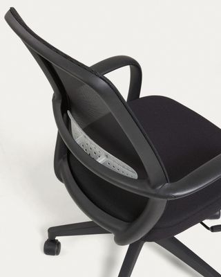 Silla de escritorio Melva negro y patas de acero negro