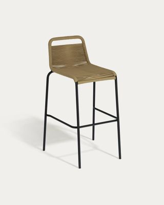 Taburete apilable Lambton de cuerda marrón y acero con acabado negro altura 74 cm