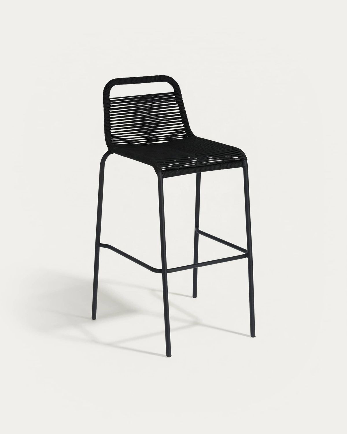 Taburete apilable Lambton de cuerda negro y acero con acabado negro altura 74 cm