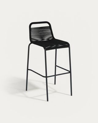 Taburete apilable Lambton de cuerda negro y acero con acabado negro altura 74 cm