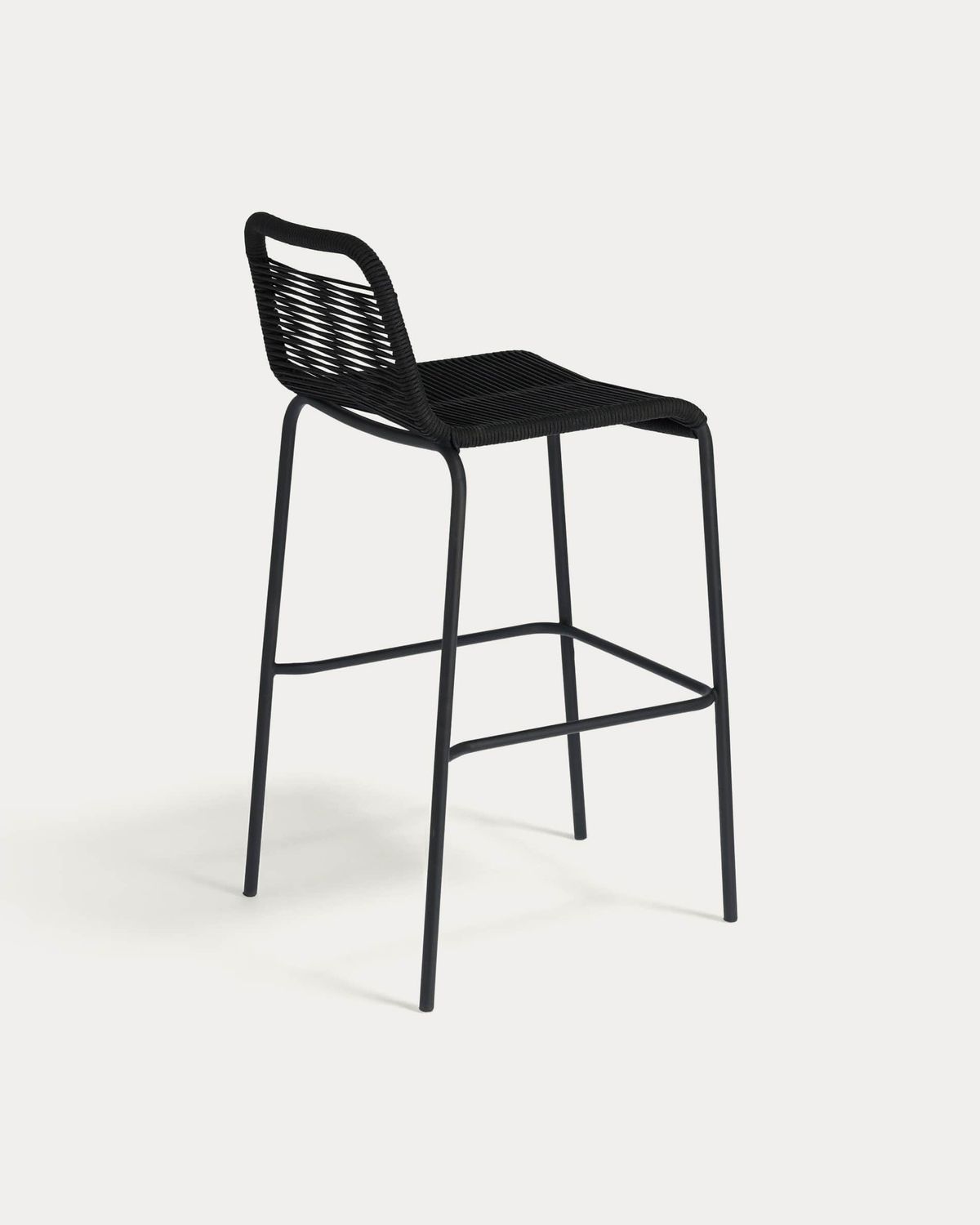 Taburete apilable Lambton de cuerda negro y acero con acabado negro altura 74 cm