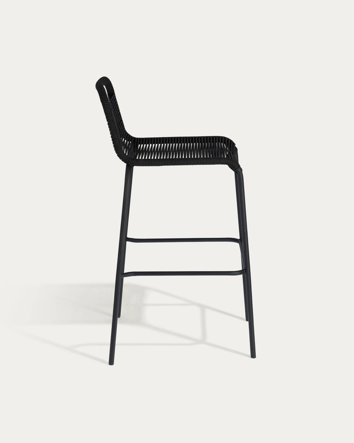 Taburete apilable Lambton de cuerda negro y acero con acabado negro altura 74 cm
