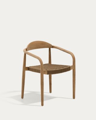 Silla apilable Nina de madera maciza de acacia y cuerda beige FSC 100%