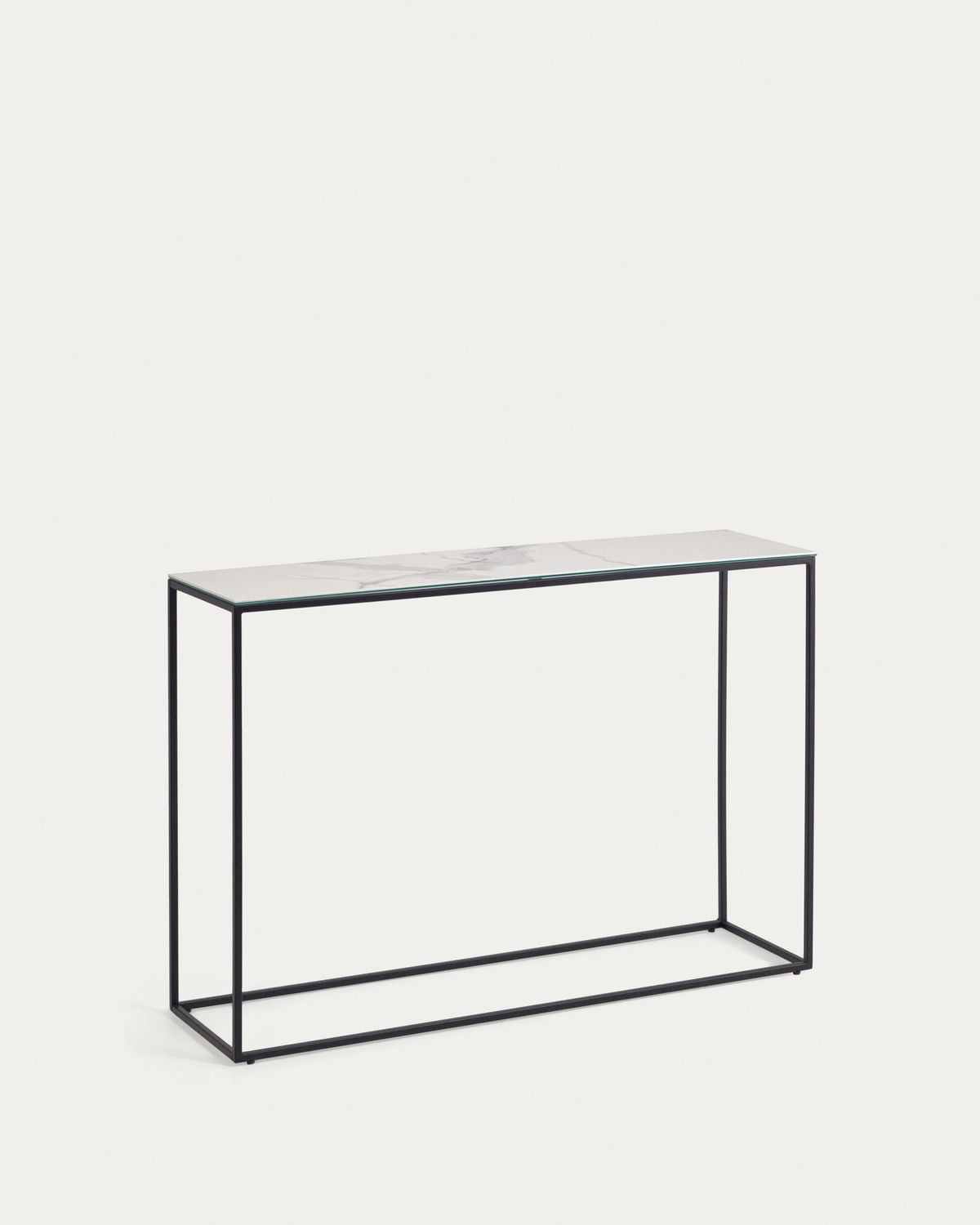 Consola Rewena sobre porcelánico acabado Kalos Blanco y estructura de acero 110 x 75 cm