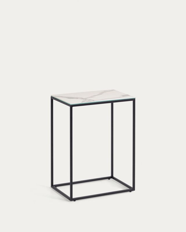 Mesa auxiliar Rewena sobre porcelánico acabado Kalos Blanco 45 x 30 cm
