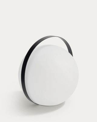 Lámpara de mesa de exterior Dinesh con asa de acero negro