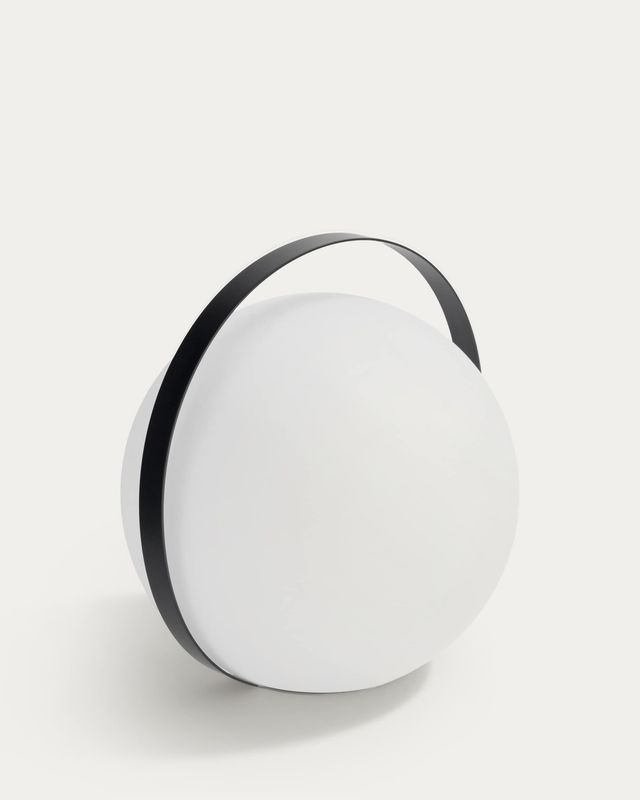 Lámpara de mesa de exterior Dinesh con asa de acero negro