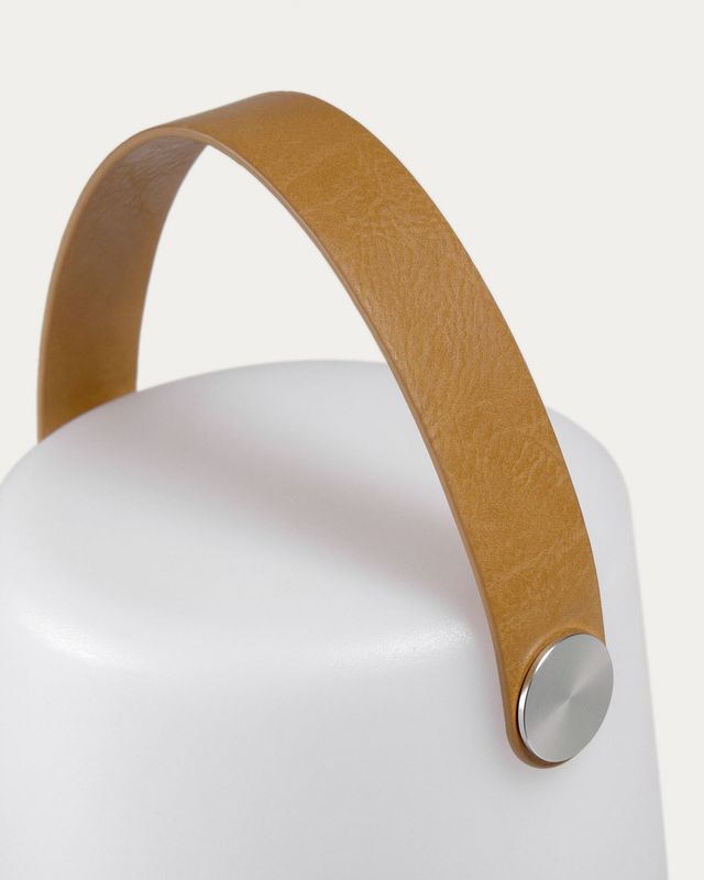 Lámpara de mesa exterior Dialma con asa marrón