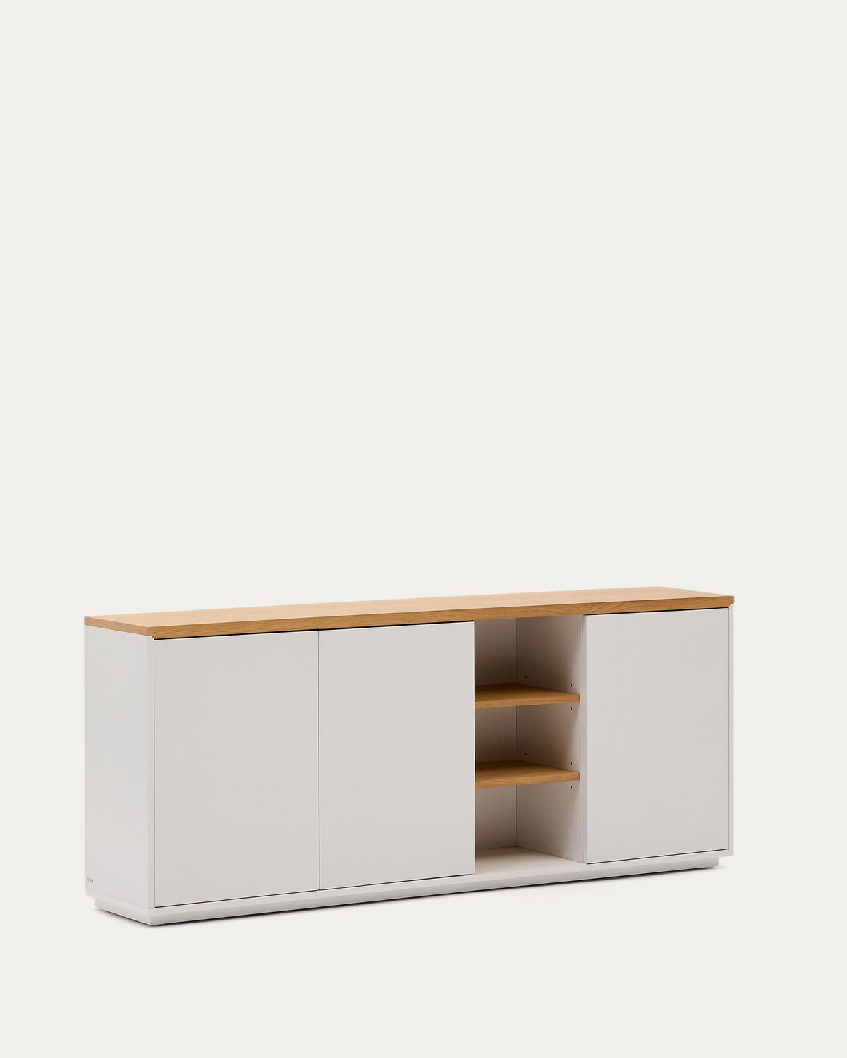 Aparador Abilen 3 puertas de chapa de roble y lacado blanco 180 x 75 cm FSC 100%