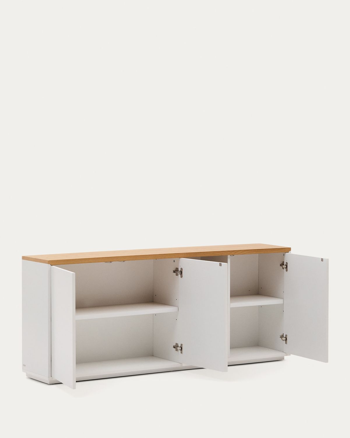 Aparador Abilen 3 puertas de chapa de roble y lacado blanco 180 x 75 cm FSC 100%