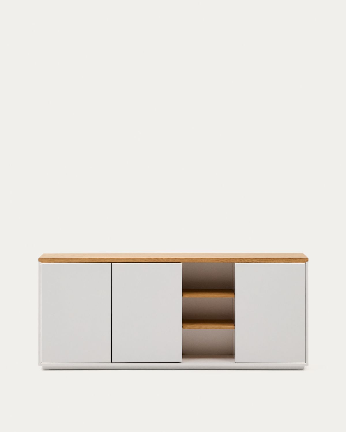 Aparador Abilen 3 puertas de chapa de roble y lacado blanco 180 x 75 cm FSC 100%