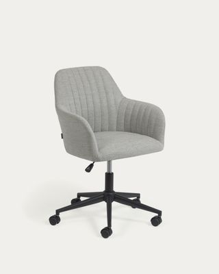 Silla de escritorio Madina gris claro y patas de acero negro mate