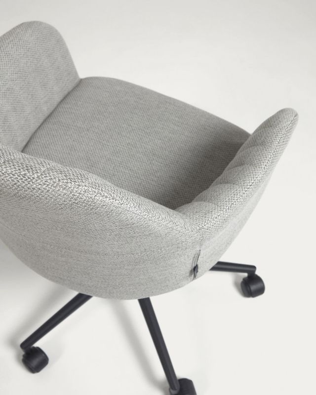 Silla de escritorio Madina gris claro y patas de acero negro mate