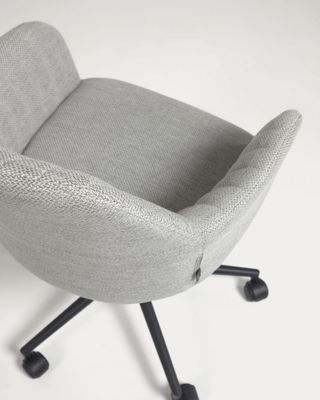 Silla de escritorio Madina gris claro y patas de acero negro mate