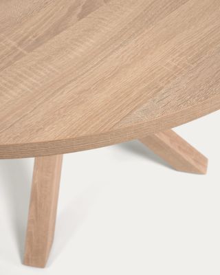 Mesa redonda Argo de melamina con acabado natural y patas de acero efecto madera Ø 120 cm