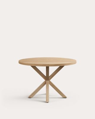Mesa redonda Argo de melamina con acabado natural y patas de acero efecto madera Ø 120 cm