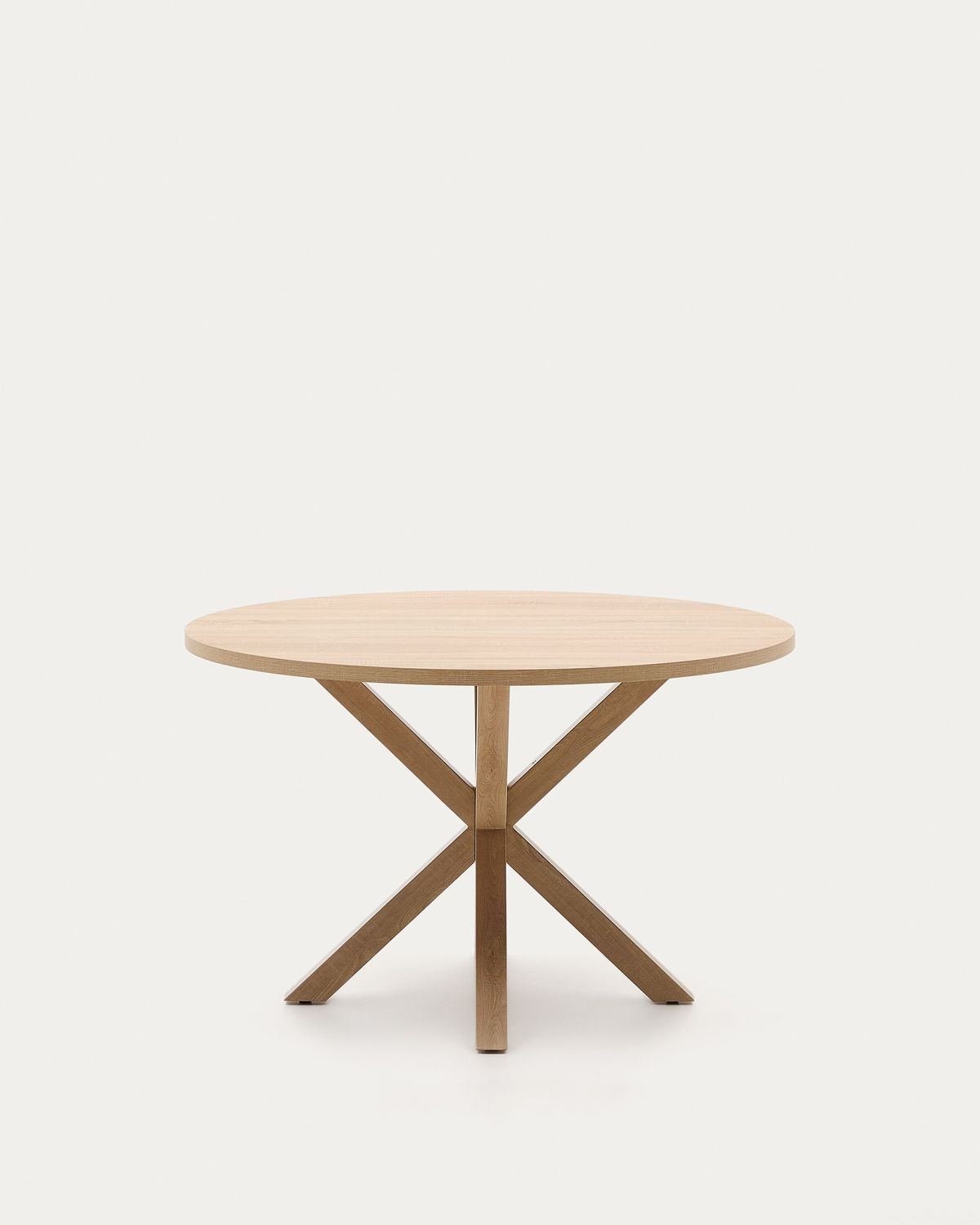 Mesa redonda Argo de melamina con acabado natural y patas de acero efecto madera Ø 120 cm