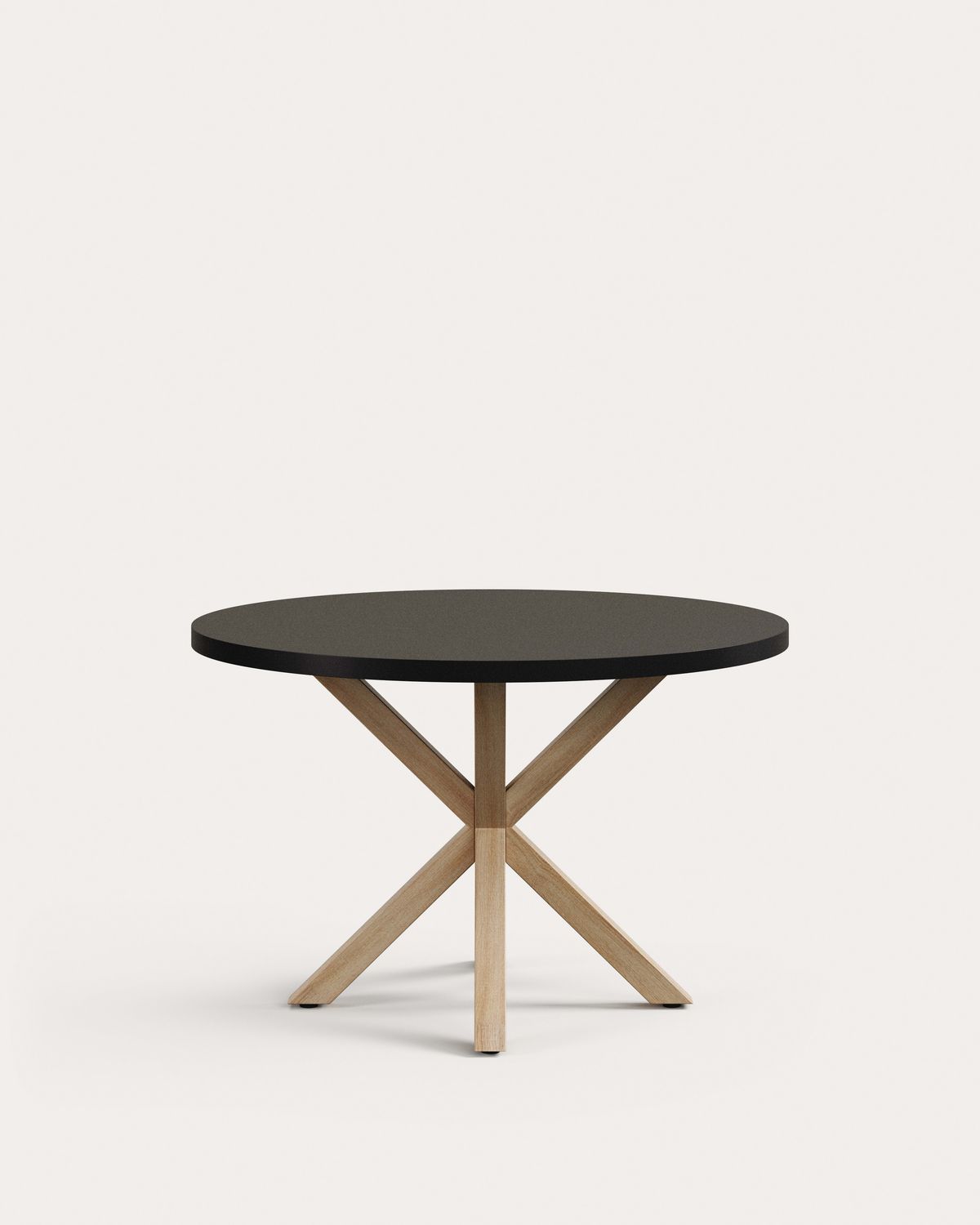 Mesa redonda Argo DM lacado negro y patas de acero con efecto madera Ø 120 cm
