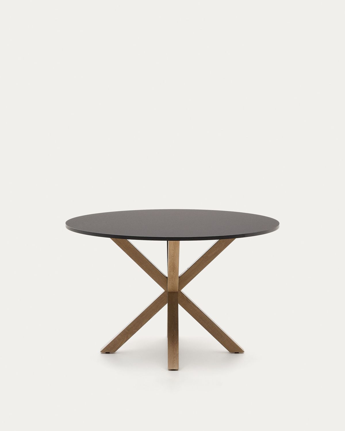Mesa redonda Argo DM lacado negro y patas de acero con efecto madera Ø 120 cm