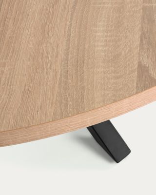 Mesa redonda Argo de melamina acabado natural patas de acero acabado negro Ø 119 cm