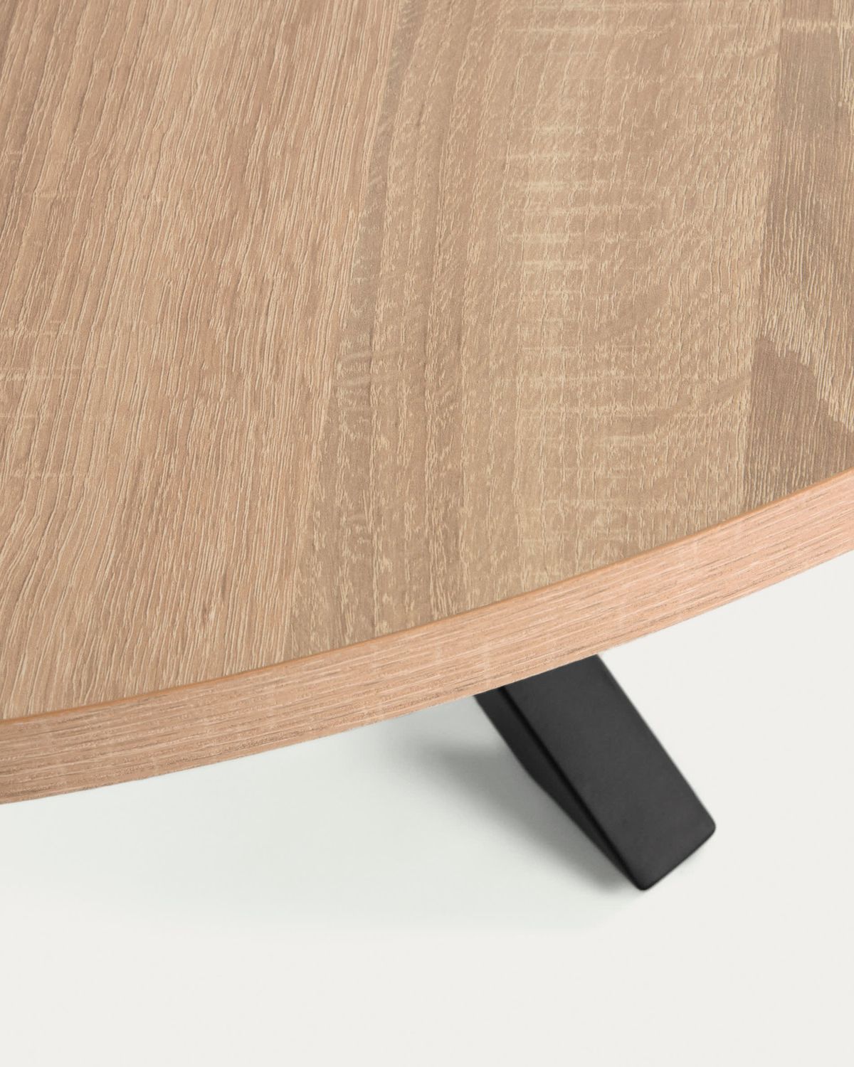 Mesa redonda Argo de melamina acabado natural patas de acero acabado negro Ø 119 cm