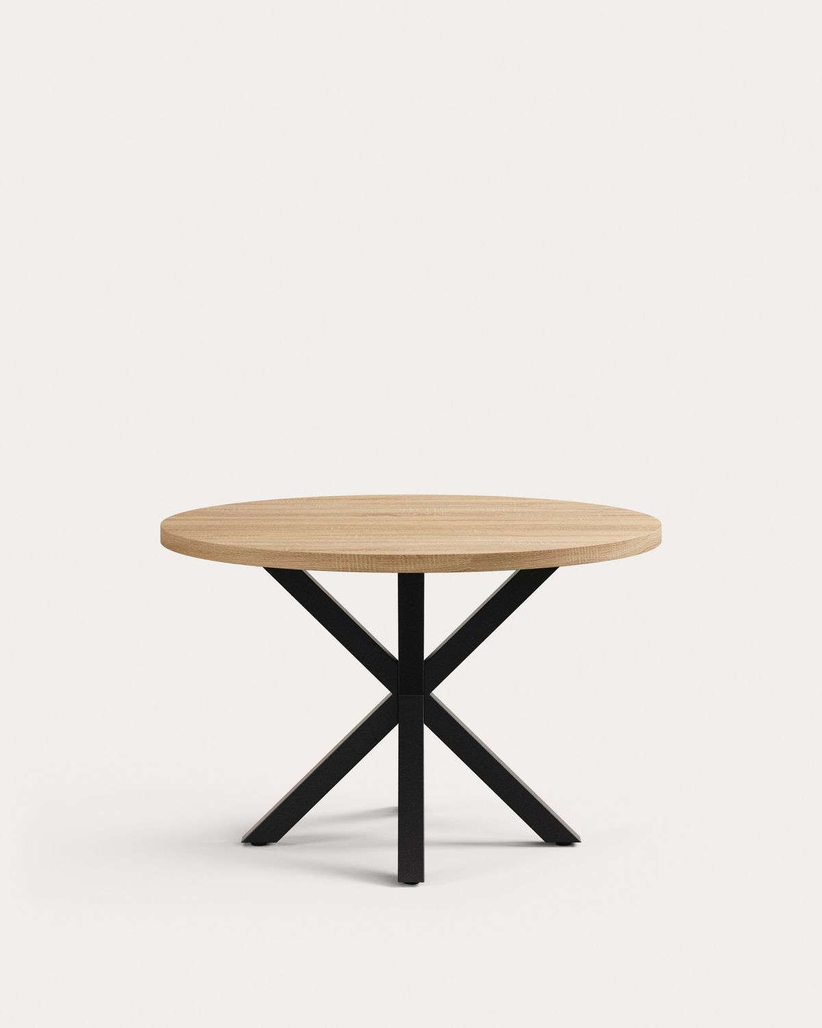 Mesa redonda Argo de melamina acabado natural patas de acero acabado negro Ø 119 cm