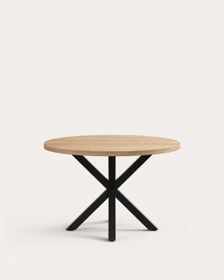 Mesa redonda Argo de melamina acabado natural patas de acero acabado negro Ø 119 cm