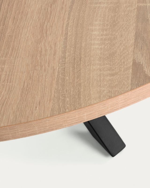Mesa redonda Argo de melamina acabado natural patas de acero acabado negro Ø 119 cm