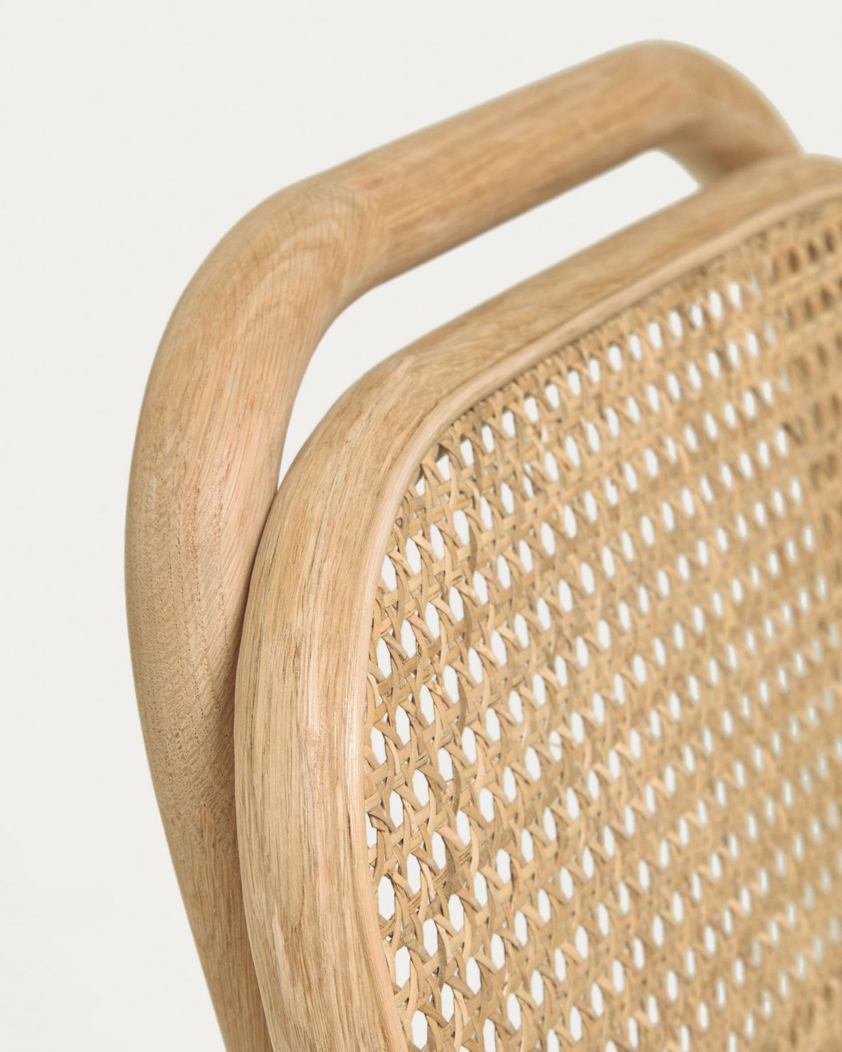 Taburete Doriane madera maciza roble acabado natural y asiento de tela 65cm FSC Mix Credit