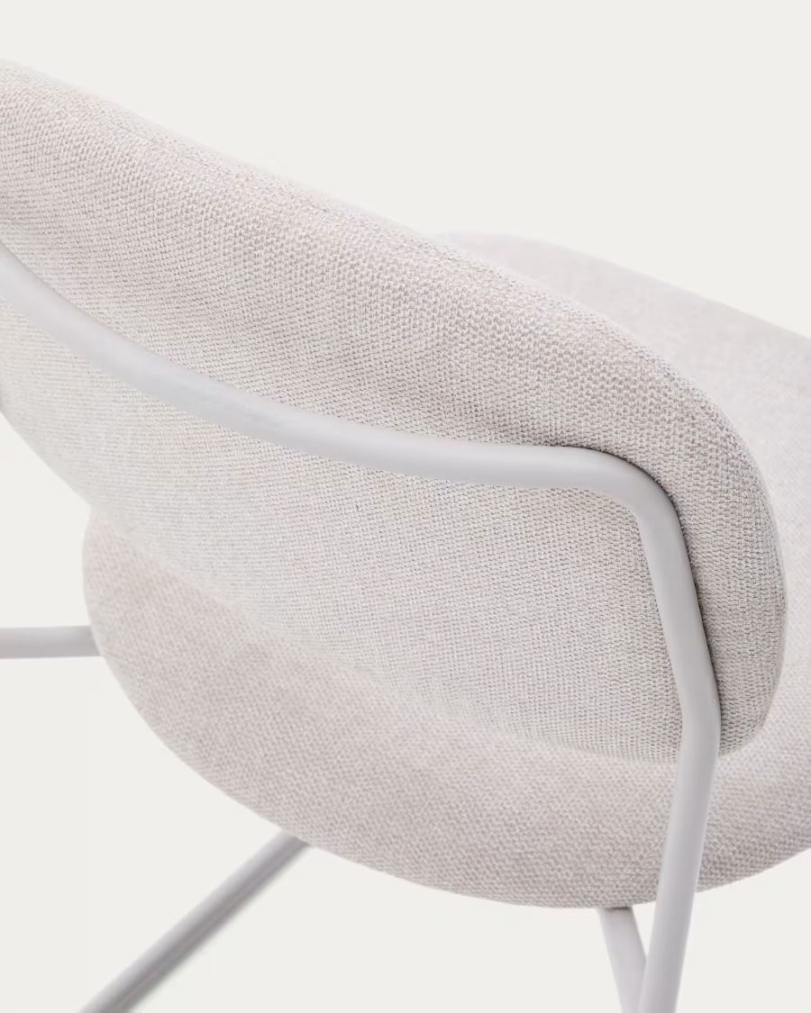 Silla apilable Meli de chenilla beige y patas de metal beige FSC Mix Credit