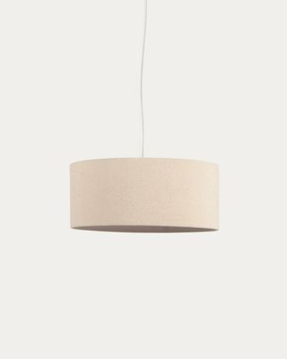 Pantalla para lámpara de techo grande Nazli de lino con acabado beige Ø 50 cm