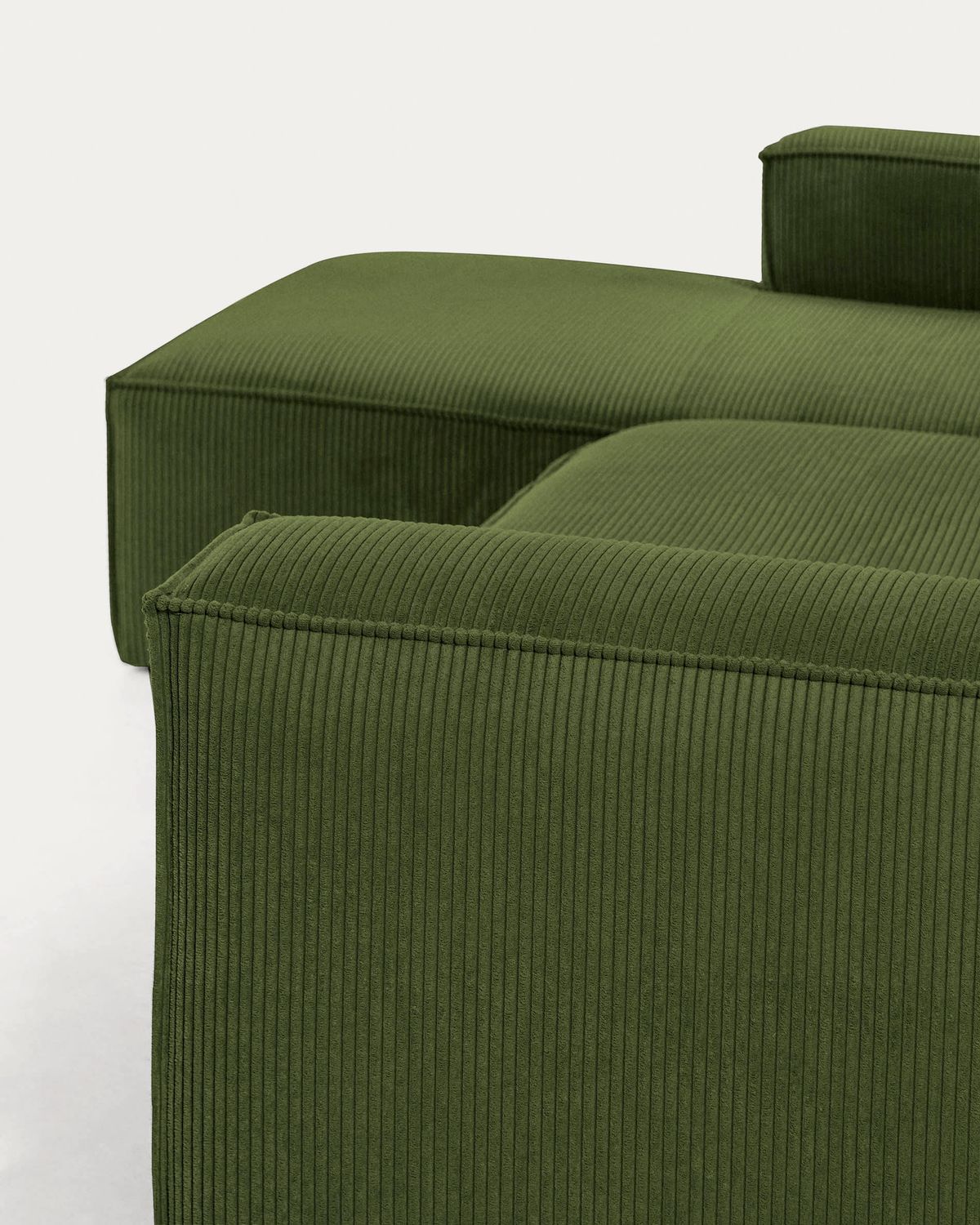 Sofá Blok 3 plazas pana gruesa chaise longue izquierdo verde 300 cm FSC Mix Credit