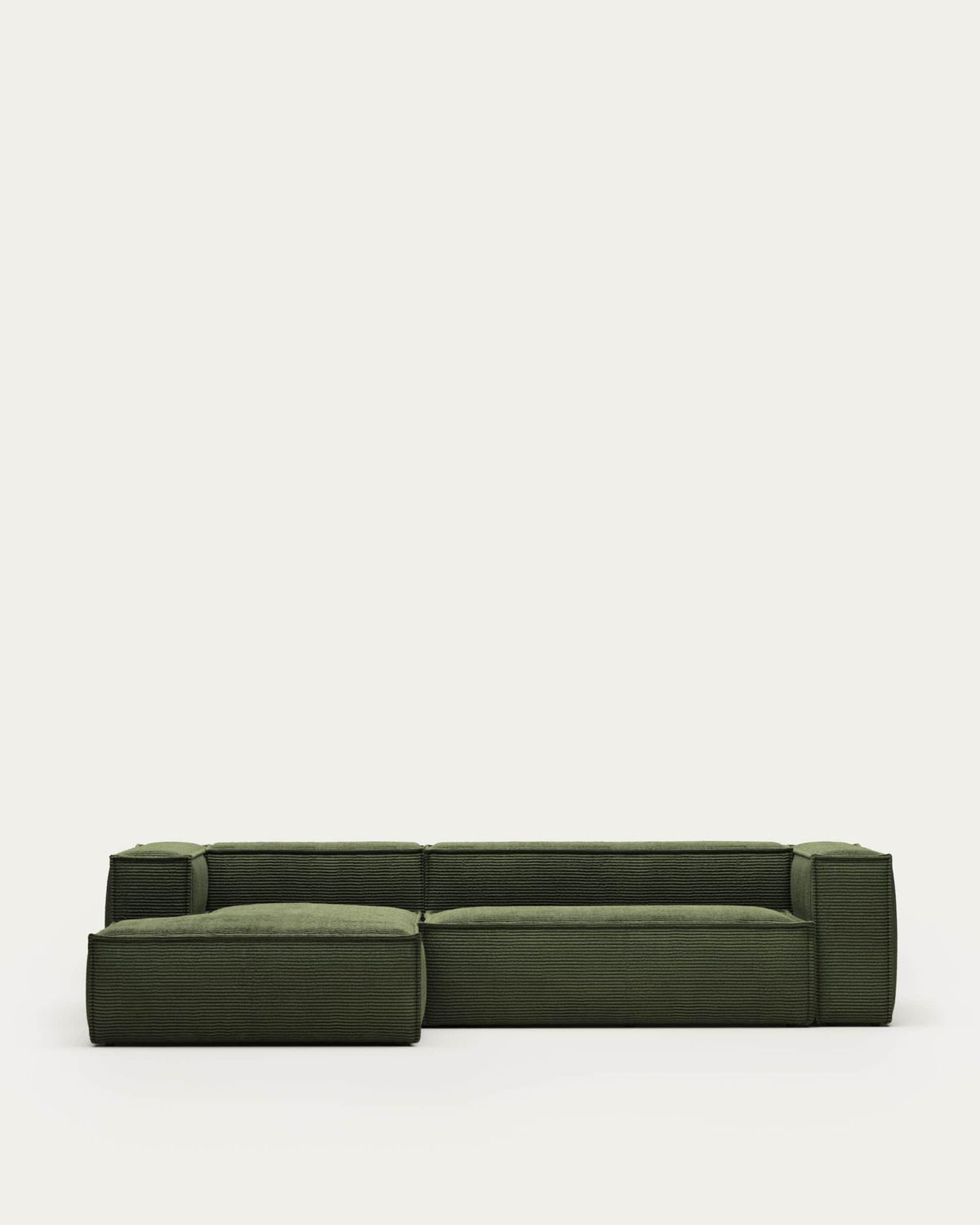 Sofá Blok 3 plazas pana gruesa chaise longue izquierdo verde 300 cm FSC Mix Credit